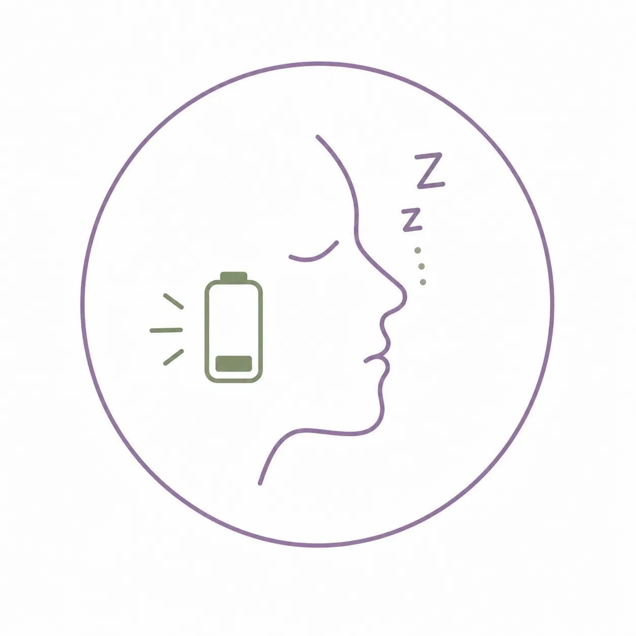 Illustration einer gähnenden Person mit niedrigem Energielevel als Symbol für chronische Müdigkeit.
