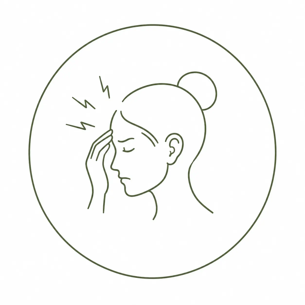 Illustration einer Person mit Schmerzen im Kopfbereich als Symbol für Migräne und Kopfschmerzen.