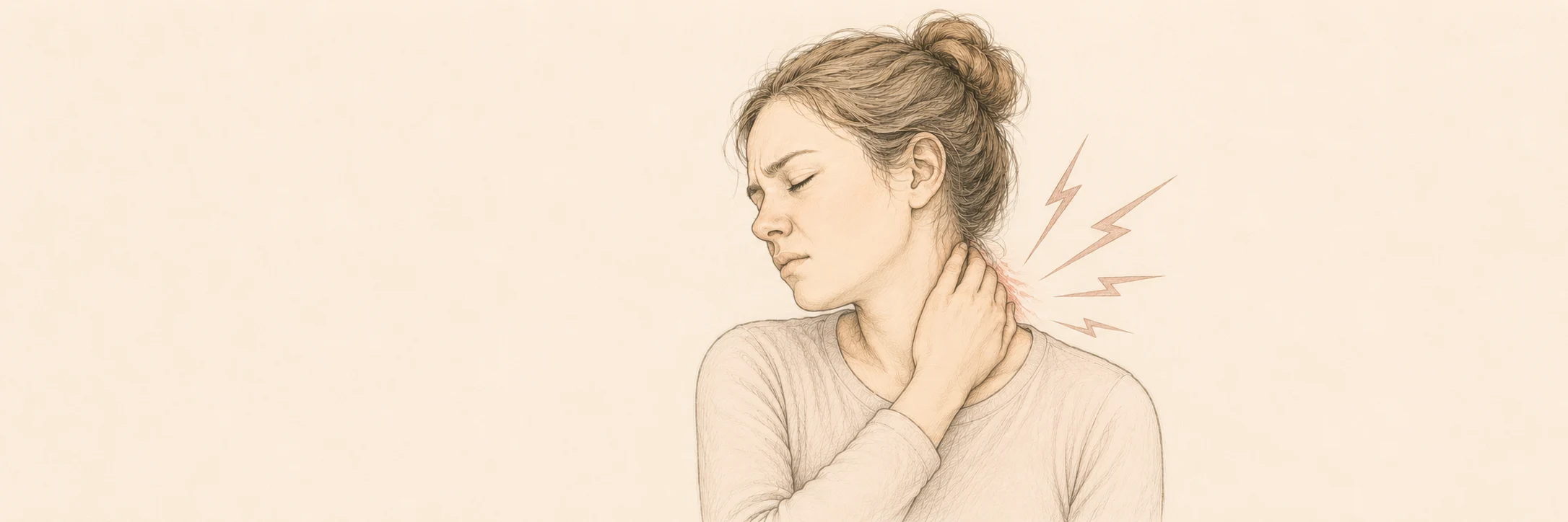 Person mit Schmerzen im Nacken als Illustration zu Nackenbeschwerden