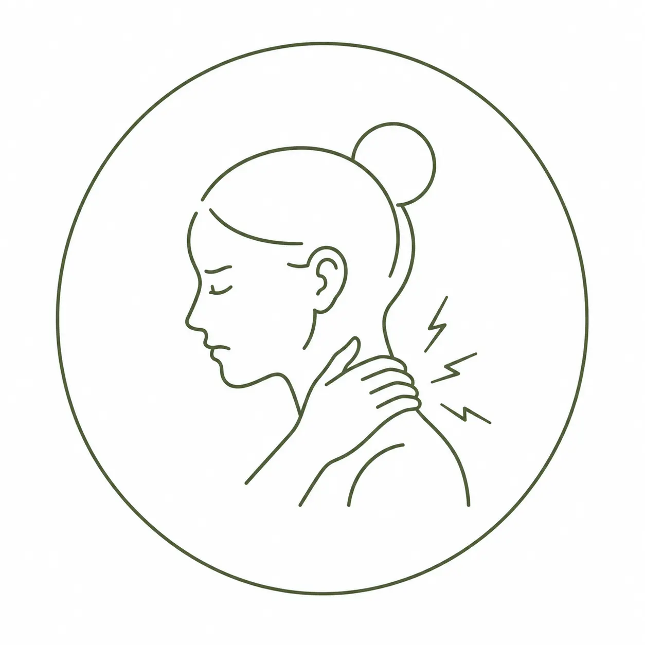 Illustration einer Person mit Schmerzen und Verspannungen im Nacken.