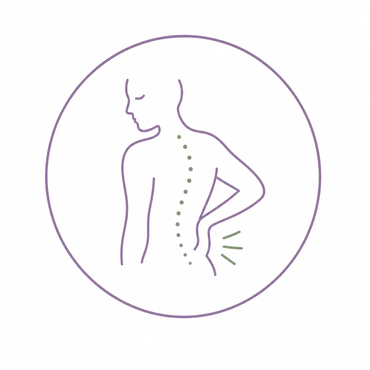 Illustration einer Person mit Schmerzen im unteren Rücken.
