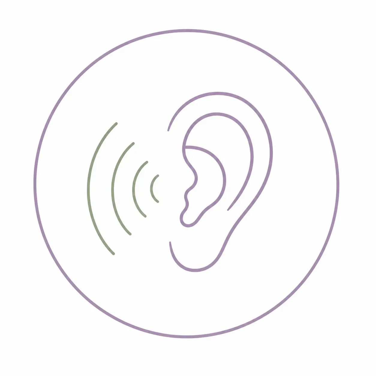 Illustration eines Ohrs mit Schallwellen als Symbol für Tinnitus.